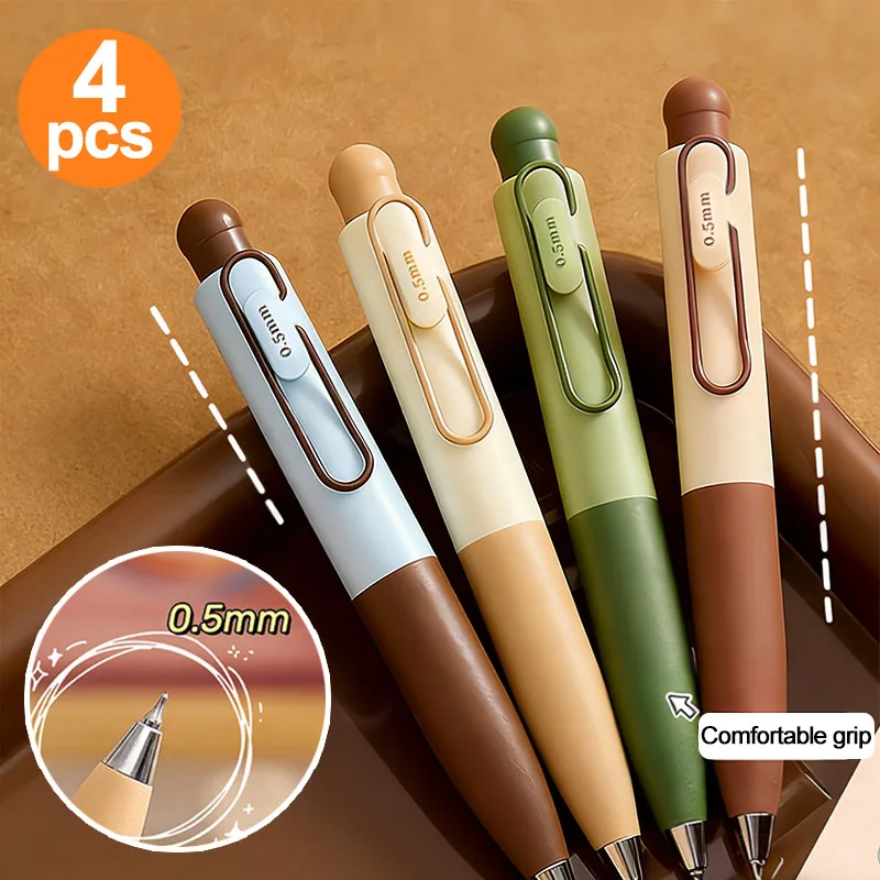 

4-Piece Chubby Pen Set, 0.5mm Black Ink, Quick-Drying Ink, Smooth Writing, Suitable for School Students, Office, Diary Notes, Gift Stationery