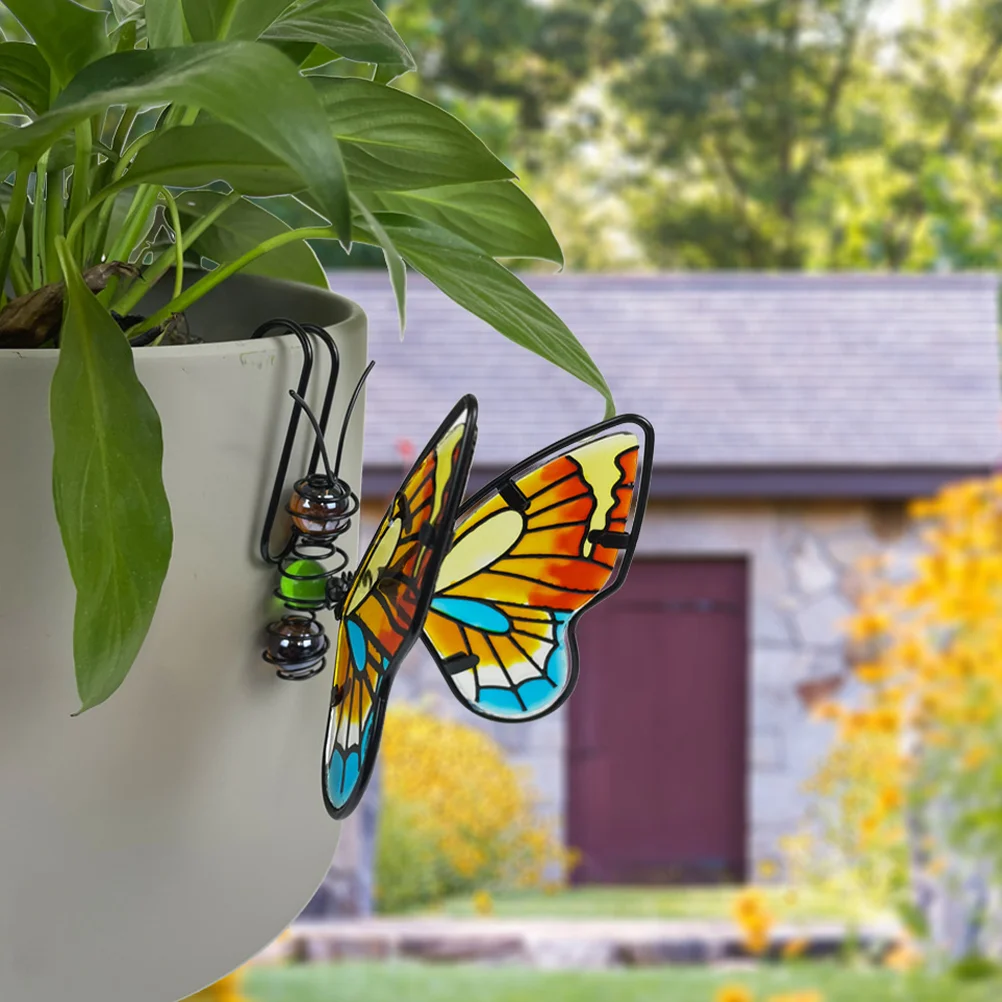 

3 Pcs Flower Pot Decoration Pendant Hanger Ornament Garden Plant Planter Butterfly Figurine Glass Flowerpot Adornment