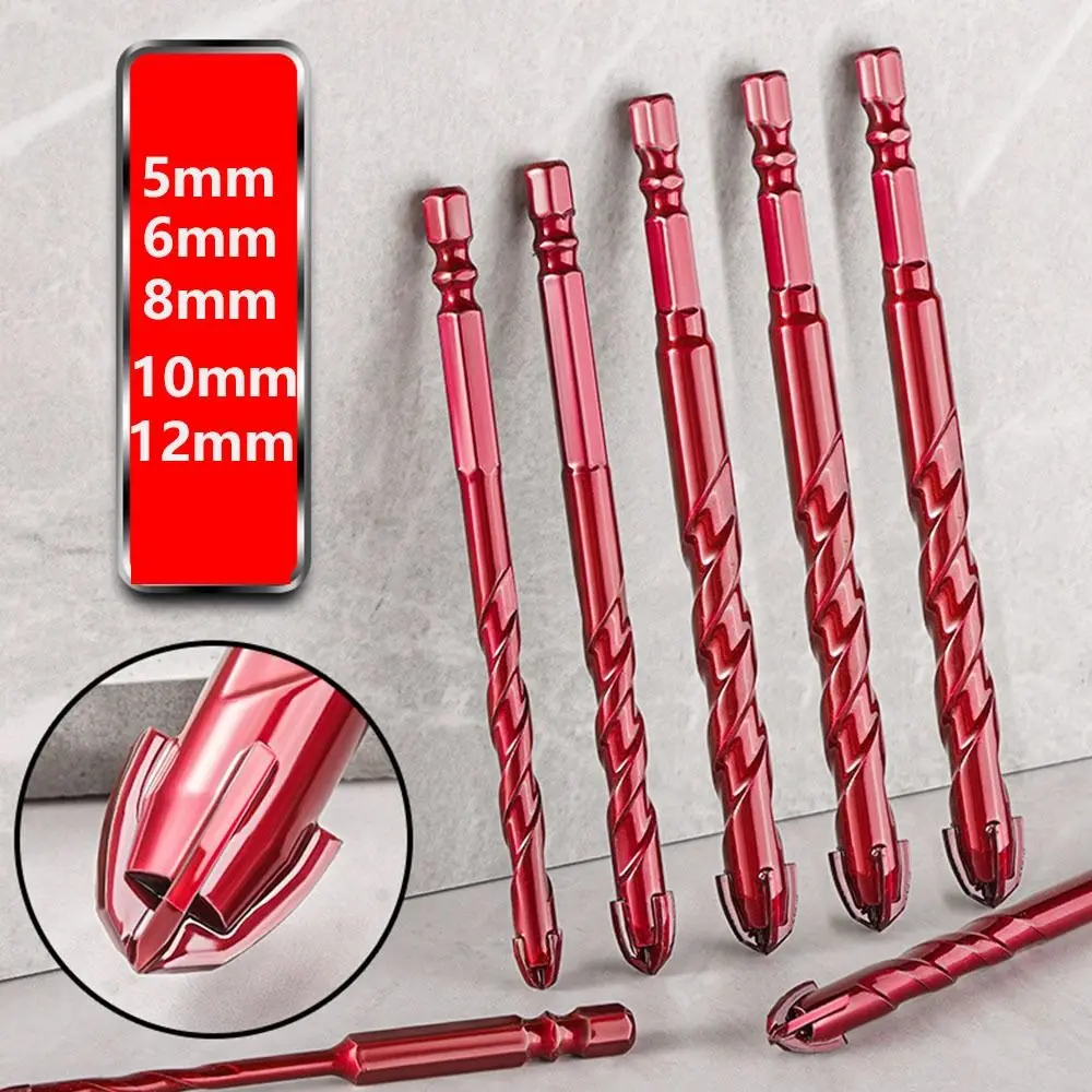 5pcs 5/6/8/10/12 mm Cross Hex Drill Bit High Hardness Carbide Tile Drill Bit Four Edge Waterproof Ceramic Bit Glass Metal