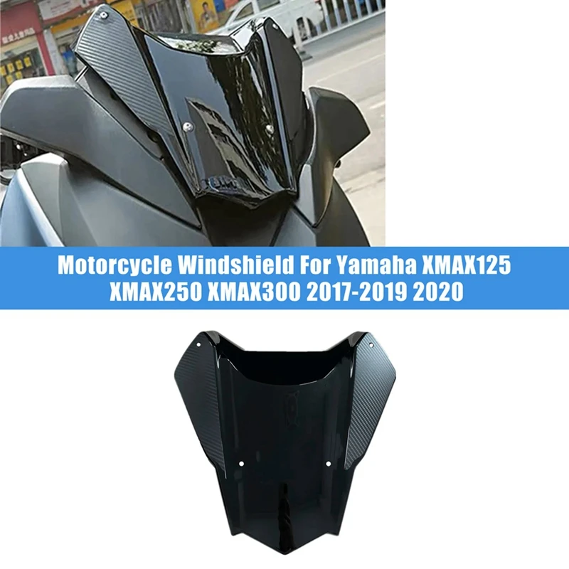 For Yamaha XMAX125 XMAX250 XMAX300 2017-2020 Motorcycle Windshield Windscreen Visor Viser Component Bright Black