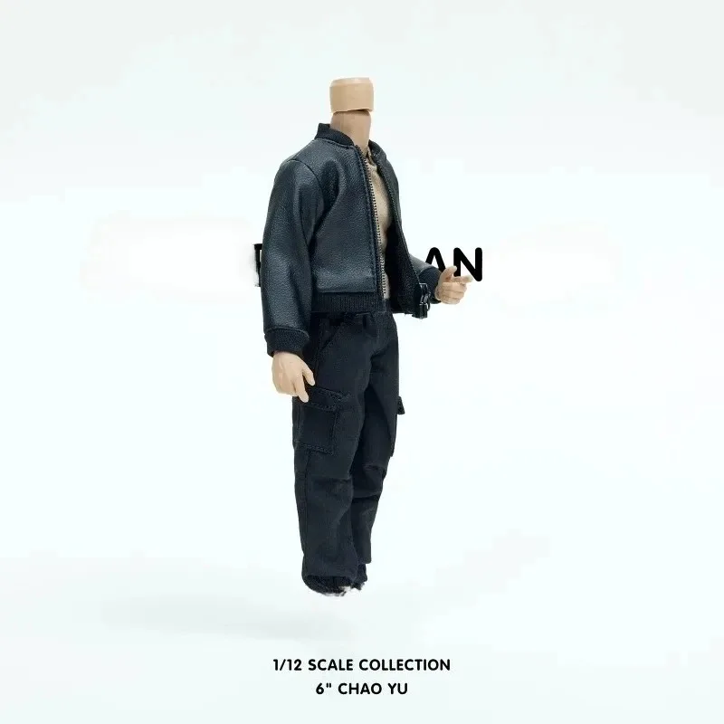 Figurines d'action à l'échelle 1/12, loisirs masculins, veste en cuir PU noir, vêtements de travail, pantalons, gilet, vêtements, modèle de bricolage pour jouets de 6 pouces, accessoires