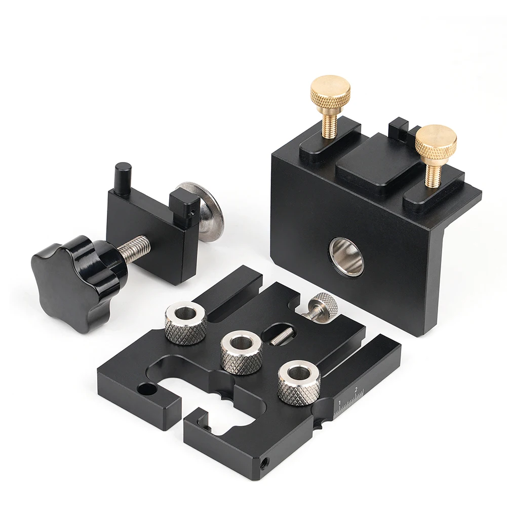 3 in 1 Doweling Jig with Adjustable Positioning Clip Drilling Guide and Puncher Locator for Accurate Hole Alignment