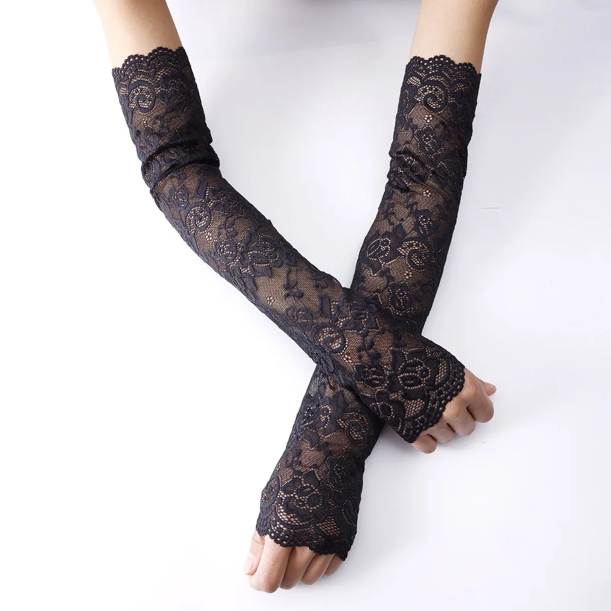 

Lace sleeve decoration fake sleeves long-style lace stretchy sweater hand sleeve cover for women