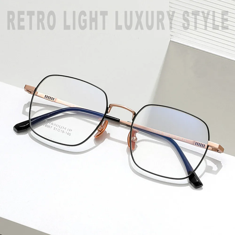 

Titanium Retro Fashion Square Eyeglass Frames Full Rim Men Women Folygon Glasses Rx able Unisex Eyewear Spectacles