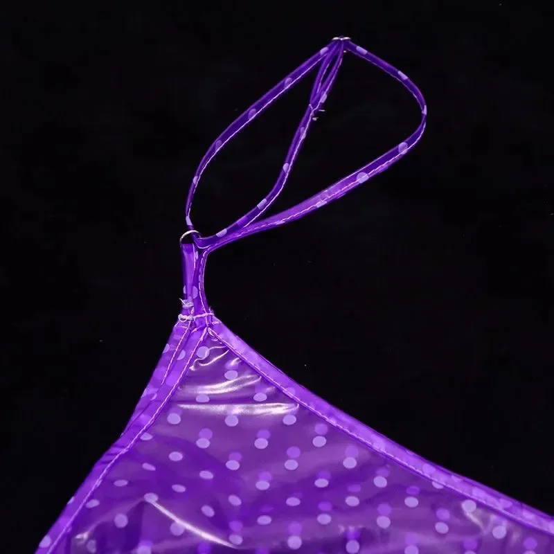 Abdl sexy transparente pvc plástico camisola colete calcinha conjunto macio brilho silencioso regata à prova dwaterproof água casal cuecas eróticas clubwear