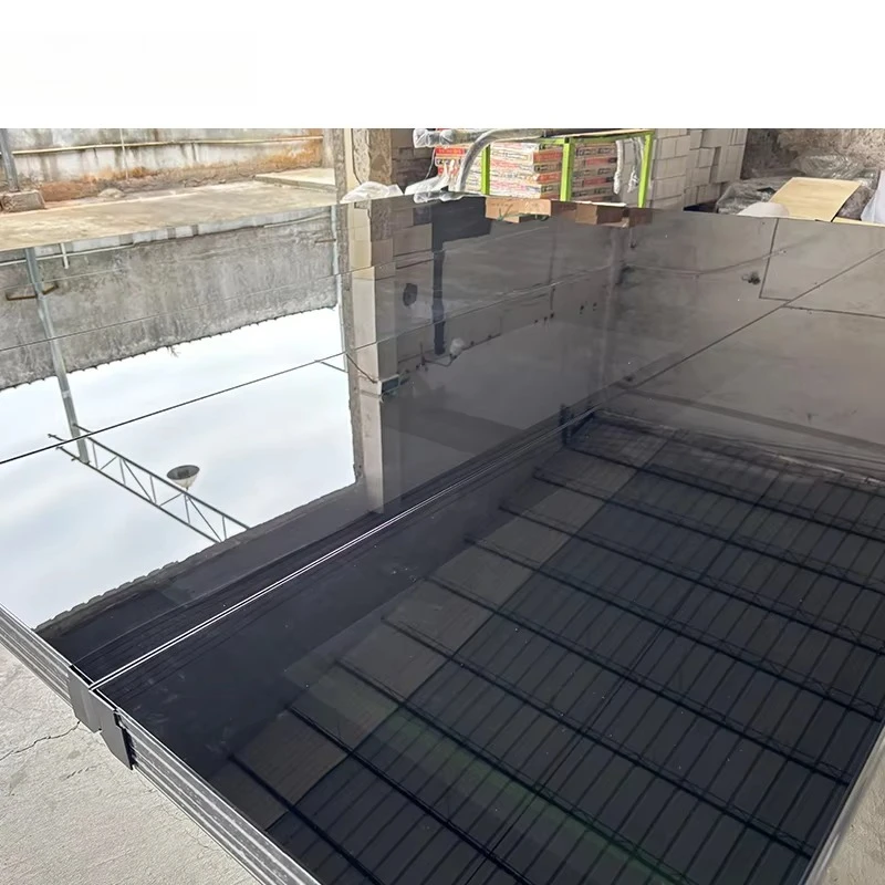 Modern Frameless Glass Garage Door 16x7 Black Glass Sliding Overhead Double Aluminum Garage Doors