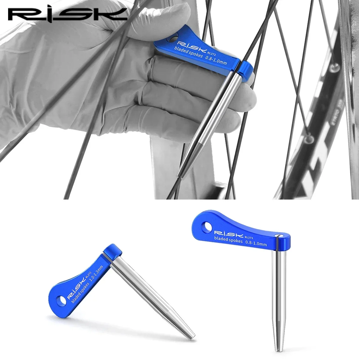 

RISK 0.8-1.3mm Bicycle Bladed Spokes Fixing Tool, Wind-breaking Road Bike Flat Spokes Fixer Wrench, Wheel Ring Adjusting Tools
