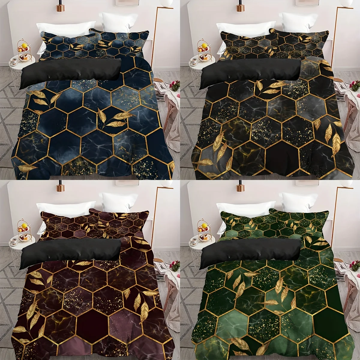 Luxury Duvet Cover Set Fashion Classic Popular Mesh Leaf Digital Print Bedding Set Soft And Comfortable Duvet Cover For Bedroom