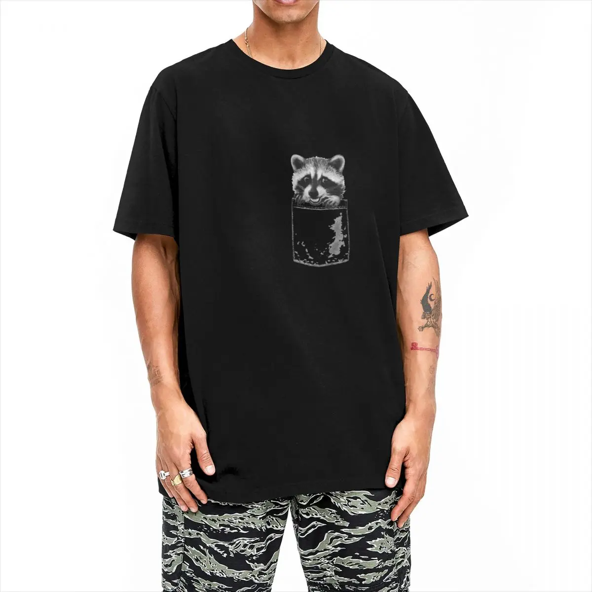 Vintage Pedro Raccoon T-Shirt Unisex Crewneck Short Sleeve Tops Cotton Clothes