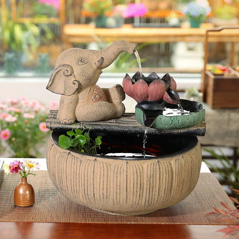 Chinese style flowing water ornaments, indoor living room, foyer, office, small fountain, fish   circula