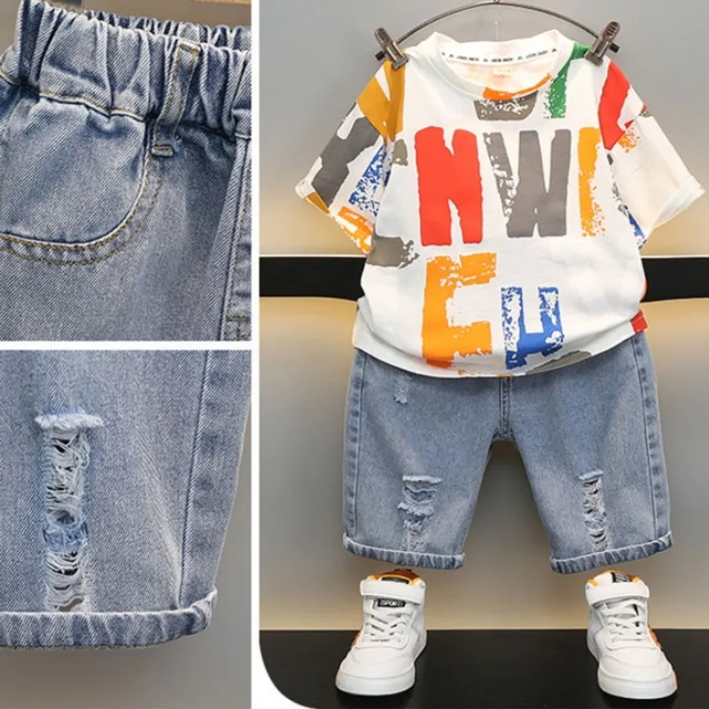 طقم صيفي للأطفال بنصف كم 2025 ملابس أطفال شورت للأولاد للأولاد أطقم سفلية بدلة خارجية ملابس للأولاد الصغار #4
