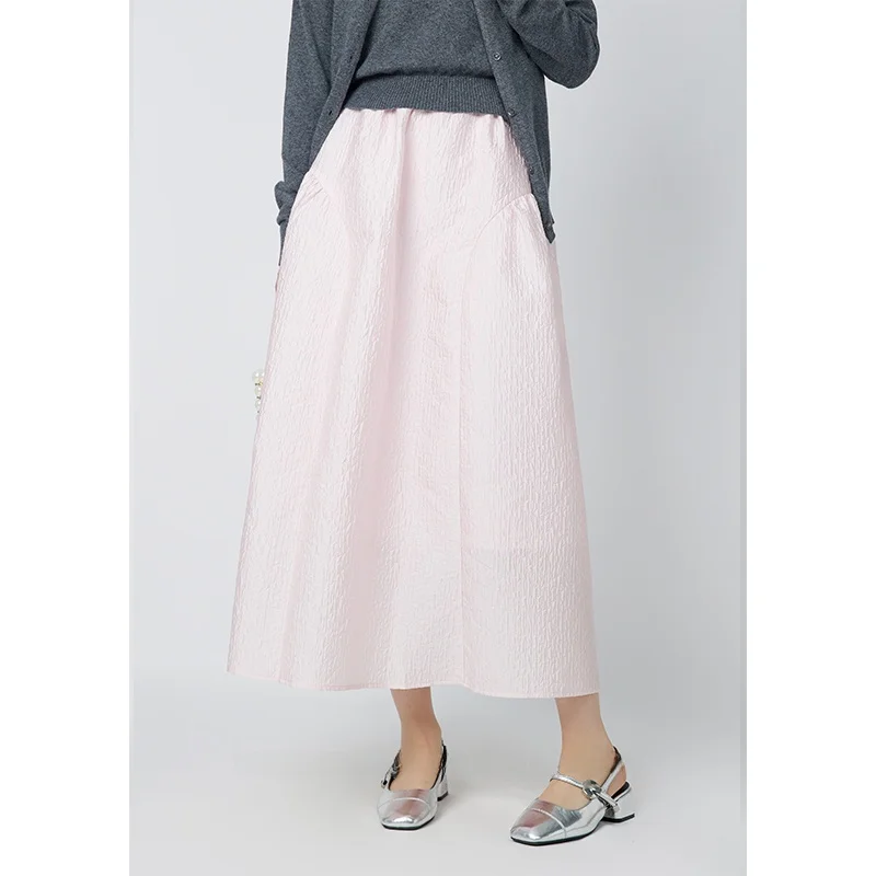 

Пышная юбка Suotian Pastel Pink Design Sense, новая женская модель 2025 года, средней длины, из осенней коллекции Ele Sweet Sle