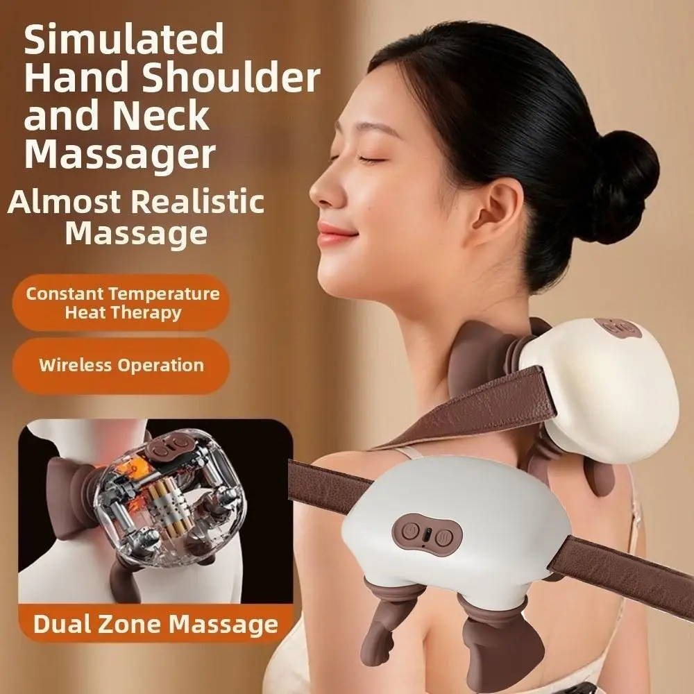 

Deep Tissue Neck Massager Pillow Heated Long Lasting Electric Kneading Massage Pillow Cordless with 3-Speed Adjustment