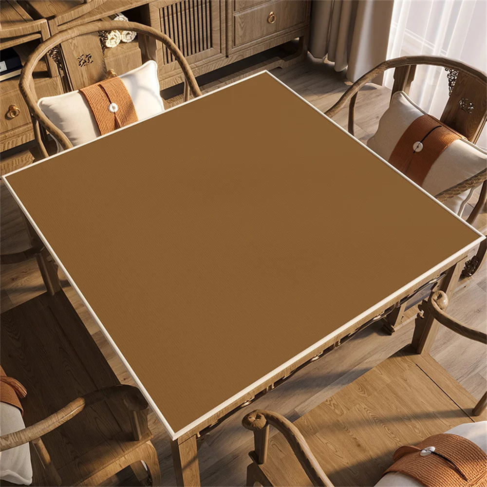 

Thickend Solid Brown Square Anti Slip Mahjong Table Mat Insulation and Noise Reduction Table Cover Mat for Poker and Board Games