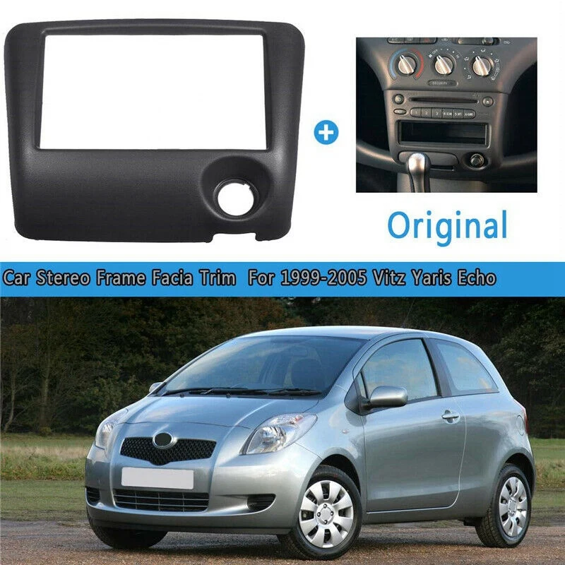 New-2Din Stereo Radio Fascia Frame Dash Player Panel For 1999-2005 Toyota Vitz Yaris Echo