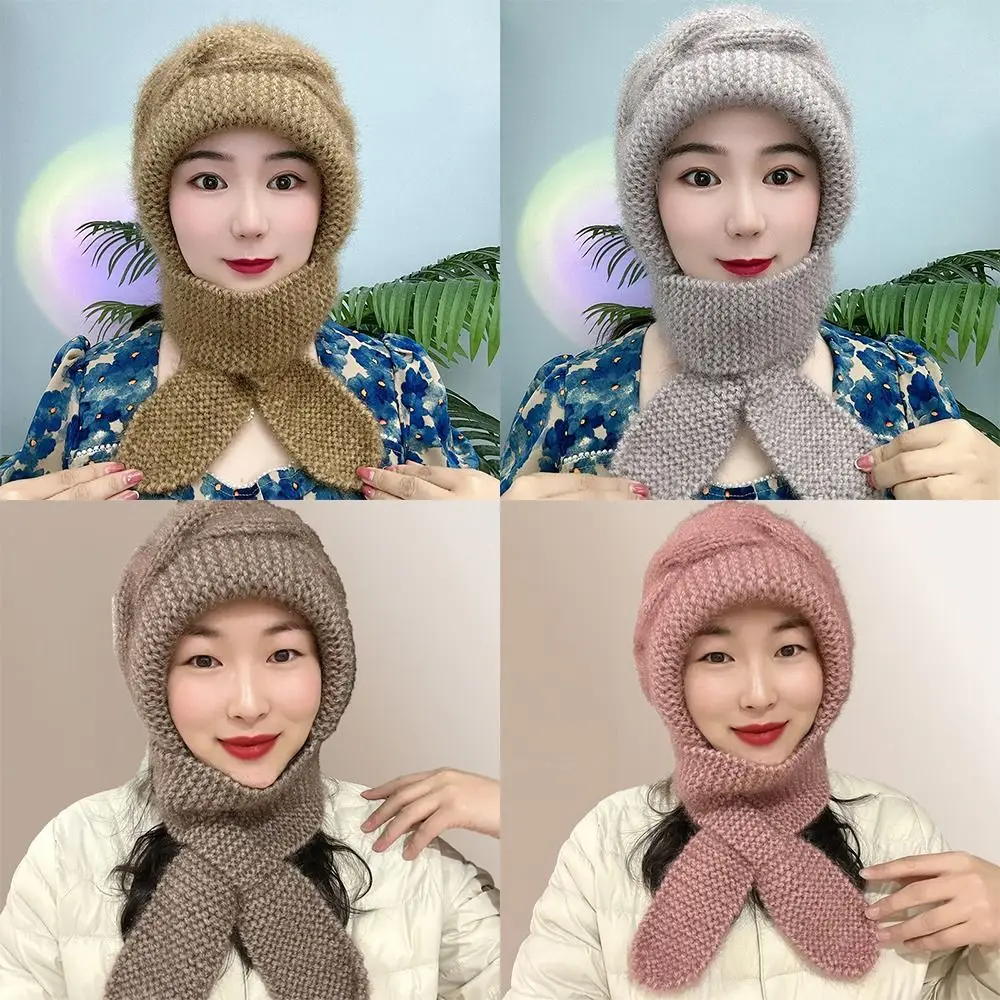 آذان الثعلب 2 في 1 وشاح مقنع للنساء الدفء يندبروف قبعة وشاح فو الفراء لينة الشتاء وشاح الخريف الشتاء #5