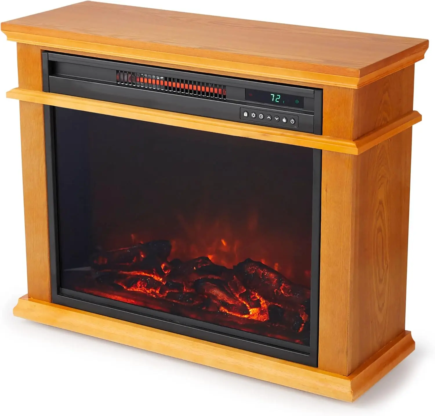 1500 Watt Portable Electric Infrared Quartz Fireplace Heater for Indoor Use with 3 Heating Elements and Remote Control