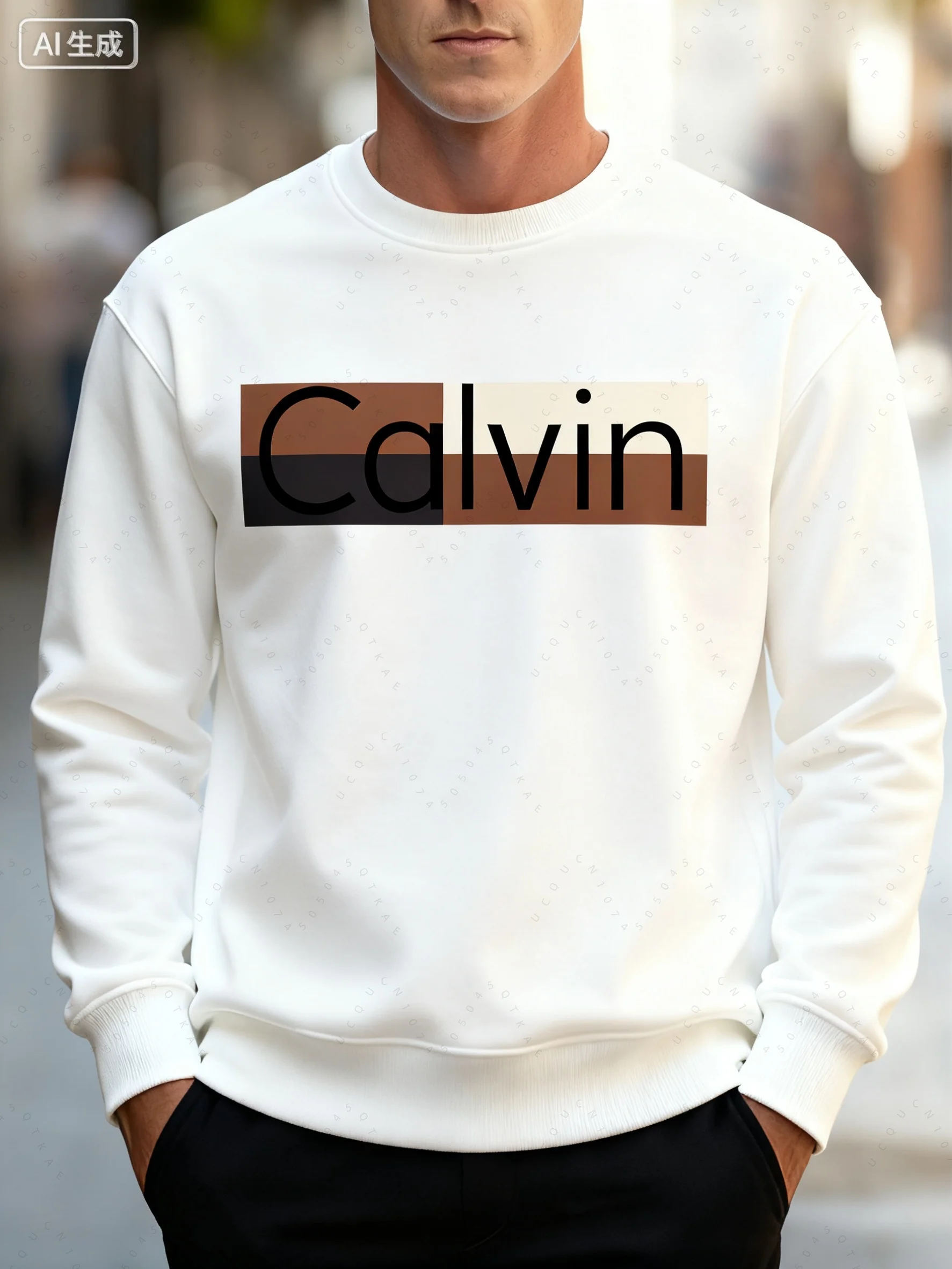 Men's hoodie cotton loose and comfortable sports casual fashion cartoon bear print round neck long sleeved hoodie Autumn winter