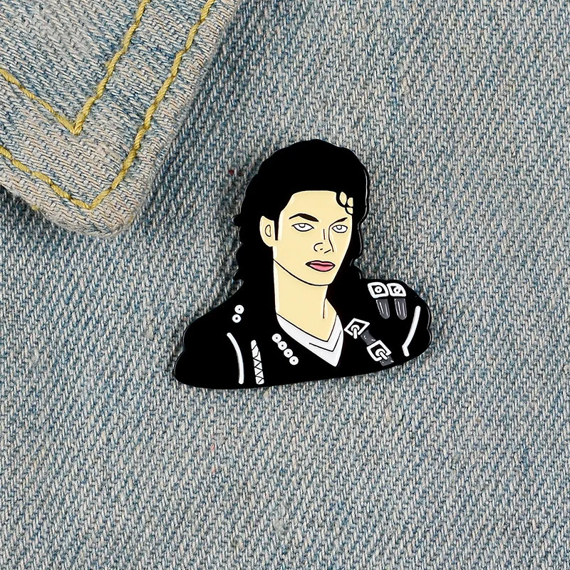 

Hot Music Idol Michael Jackson Series Drip Oil Alloy Brooch Rock Singer Creative Cartoon Exquisite Enamel Badge Fans Gift