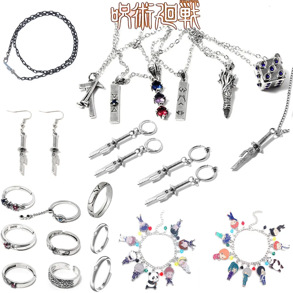 Collar de Anime Jujutsu Kaisen Ryomen Sukuna Itadori Yuji, accesorios de Cosplay, colgante, anillos, pendientes para fanáticos Unisex, regalos de joyería