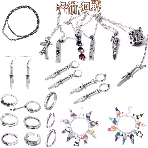 Anime Jujutsu Kaisen Necklace Ryomen Sukuna Itadori Yuji Cosplay Props Pendant Rings Earring For Unisex Fans Jewelry Gifts