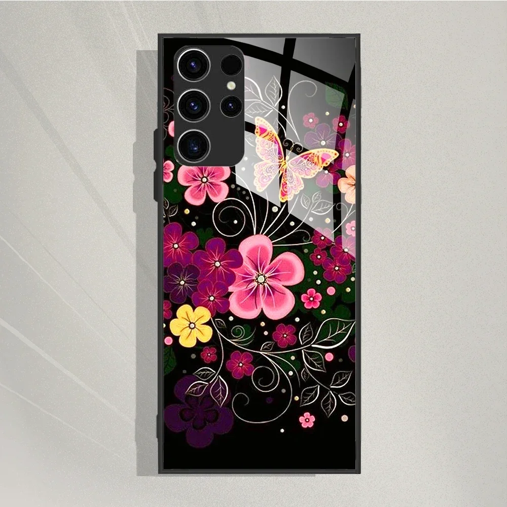 삼성 갤럭시 S24 울트라 케이스 하드 강화 유리 뒷면 커버 전화 케이스 삼성 S24 플러스 갤럭시 S 24 S24 + 소프트 Fundas