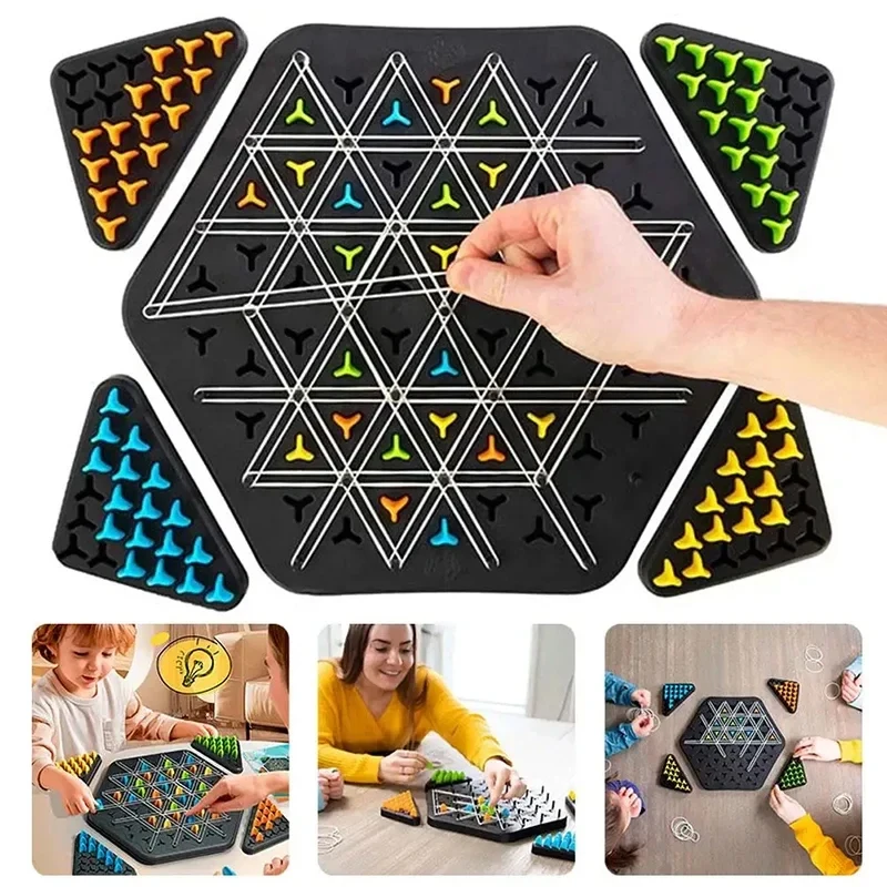 Juego de ajedrez con cadena triangular para niños, juguetes educativos de ejercicio, juego de clavija interactivo, juego de mesa con gafas