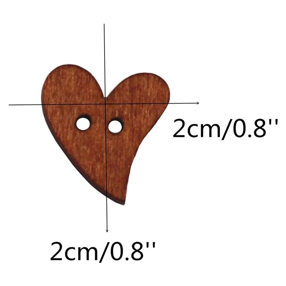 Botones de madera con forma de corazón para manualidades, 200 piezas, 2 agujeros, para costura y álbum de recortes