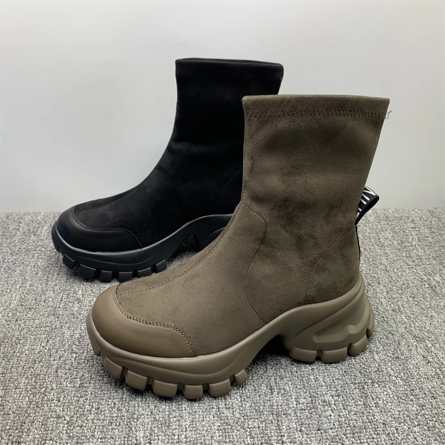 

Elastic Boots Women's Velvet High Heels Thi Bot Slim Autumn Winter Sle Briti Sle Waterproof Platform Boots