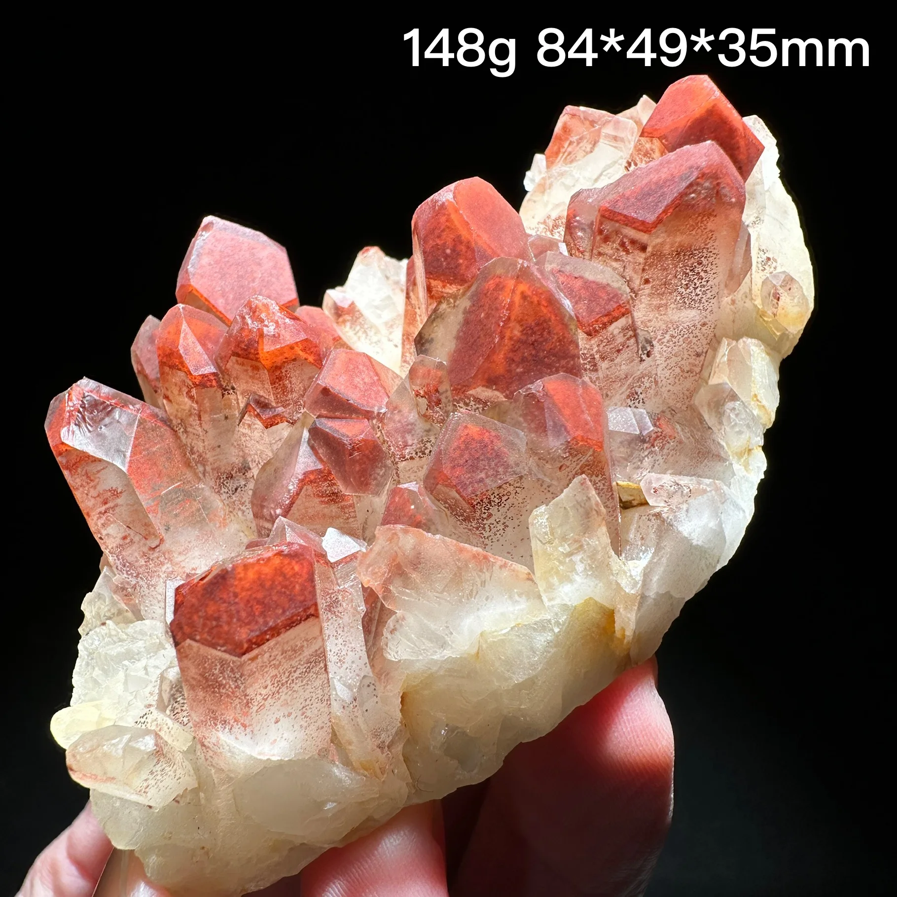 Rare Natural Stone Red Quartz Crystal Cluster Mineral Specimen Wrapped Silver Mountai Meditation