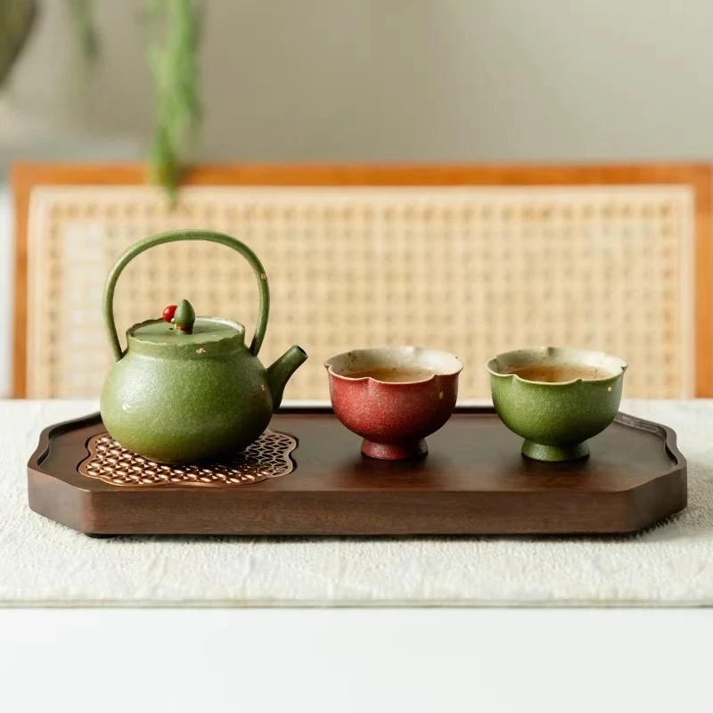 Kiln Transformation Kung Fu Tea Set Green Teapots Teacup Handle Teapot Tea Making Pot Afternoon Teas Teaware Set Teas Kettles