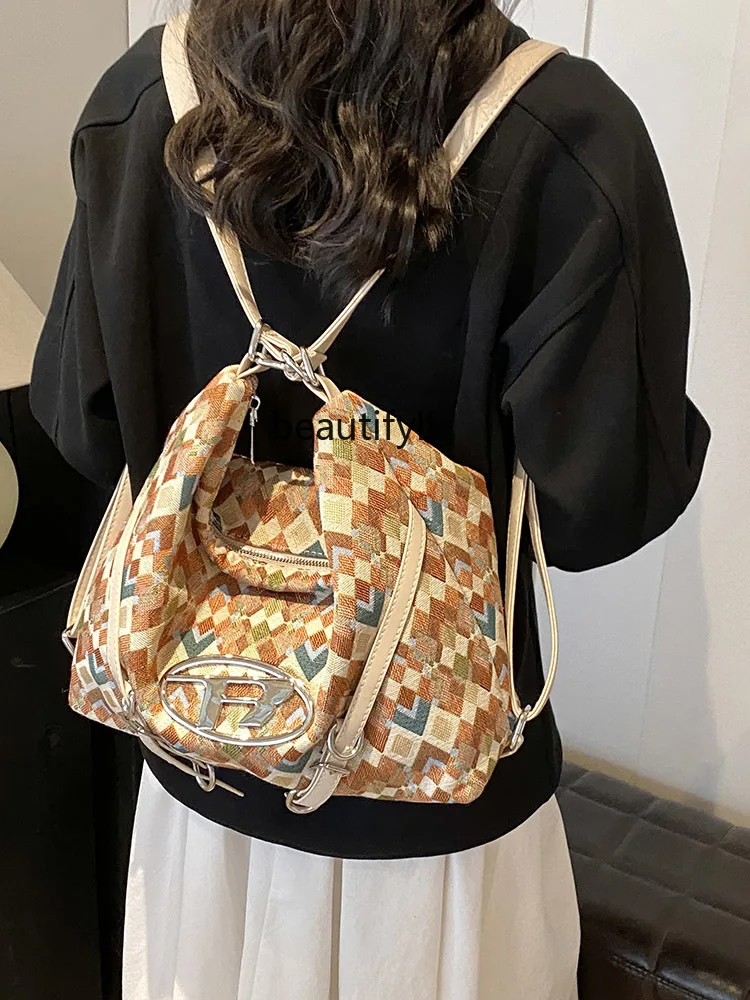 Leisure Commute Large Capacity Canvas Bag Women's New All-Match Backpack Backpack Multi-Purpose One Shoulder Tote