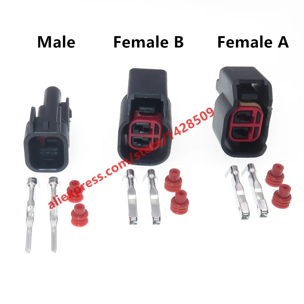 1 Set 2 Pin Female And Male EV6 EV14 USCAR Fuel Injector Electrical Connector sr20det rb30 GTR FAST ls2 ls3 Plug 7283-5967-30