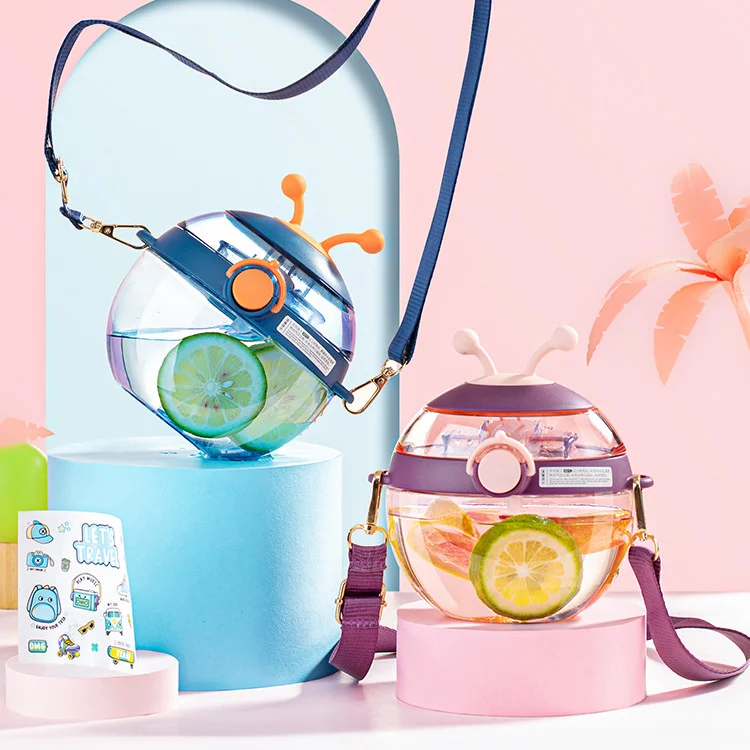 

Abil Божья коровка чашка мультфильм пластиковая чашка для воды круглая чашка Тритан материал ремешок для переноски