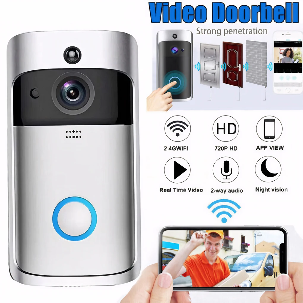 Smart WiFi Wireless Camera HD Video Doorbell Operated Motion Detector Audio & Speaker Night Vision for iOS & Android