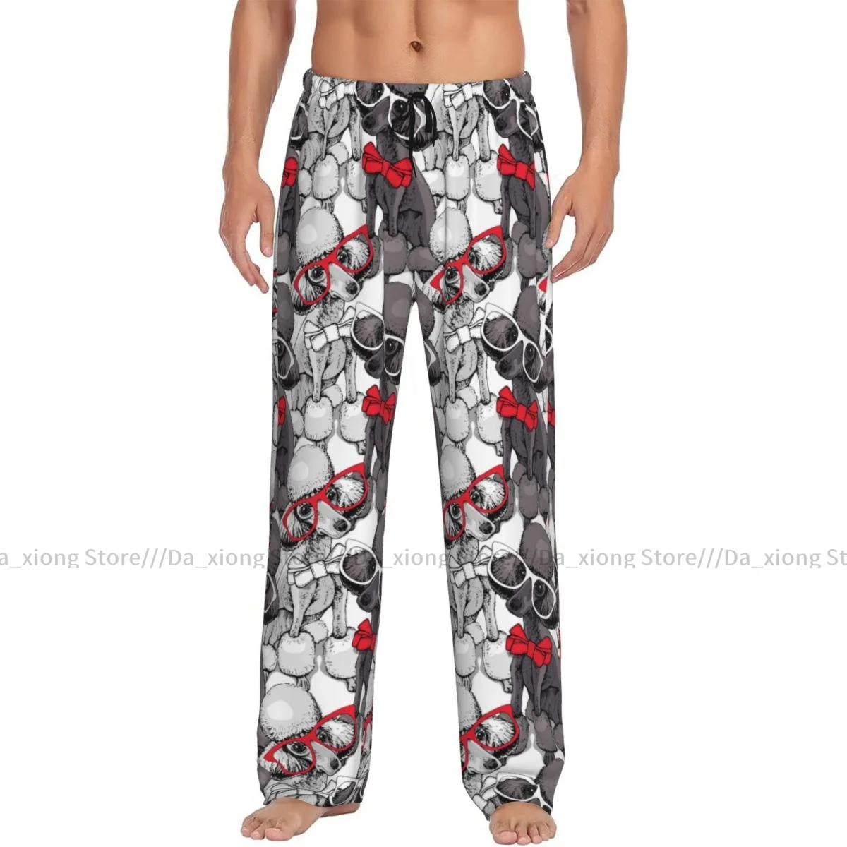 Men's Sleepwear Loose Sleep Pants Pajamas Cute Poodles Long Lounge Bottoms Casual Homewear