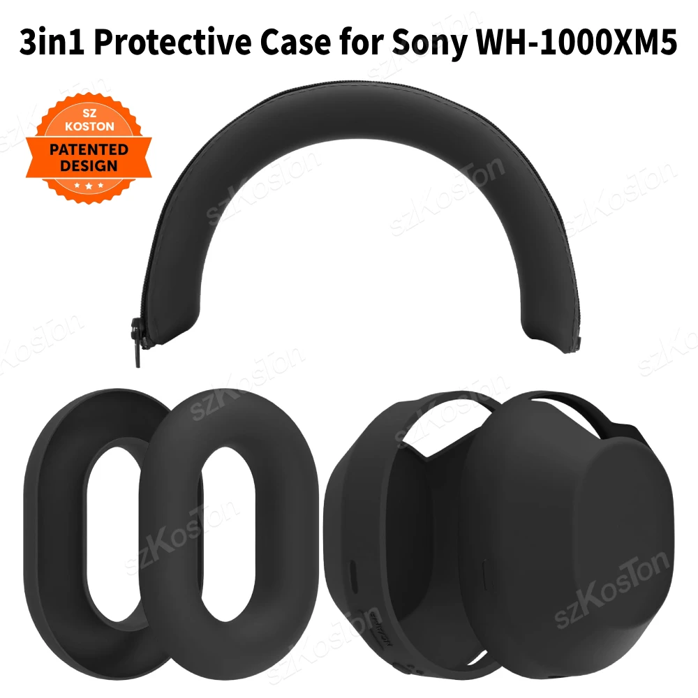 3-in-1 Silicone Protective Case for Sony WH-1000XM5 Headphone Sleeve Earmuff Shell Earmuff Shell Headset Protection Cover