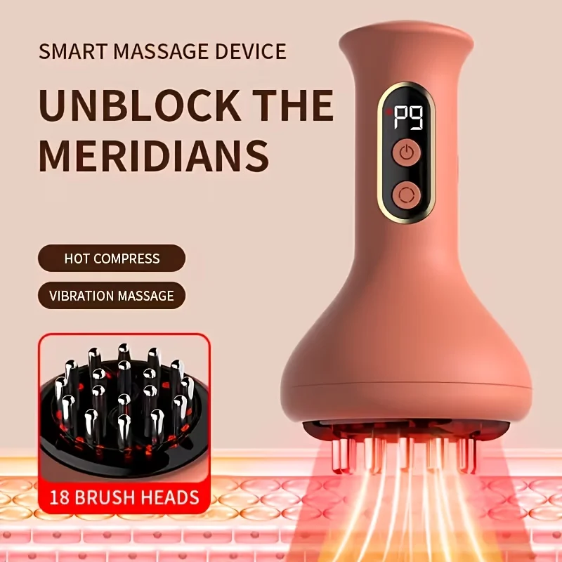 Elektrische Meridian-Bürste Körper-Schröpfmassagegerät Mikrostrom-Vibration Heißkompresse Schabewerkzeug Lymphdrainage-Maschine Fettverbrenner