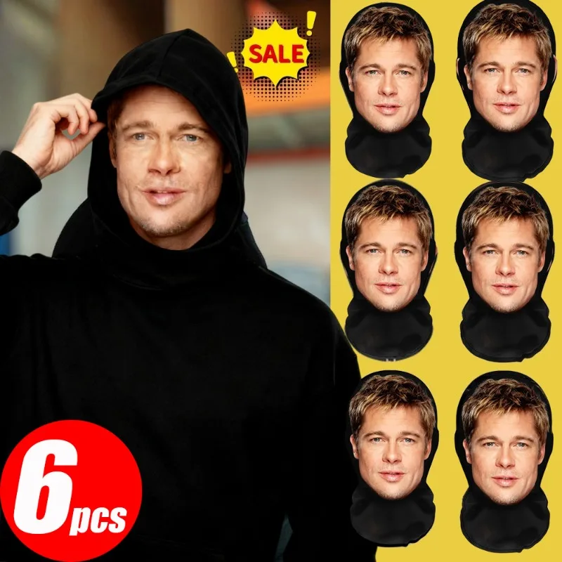 Masque facial 3D drôle, balaclava Brad Pitt, masques faciaux créatifs pour cosplay, pour hommes et femmes, cadeau fantaisie pour noël et Halloween, 1 à 6 pièces