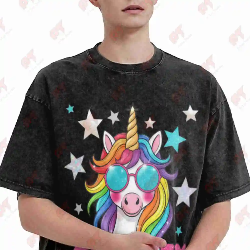 Security Bride Unicorn Vintage Washed Tee Pure Cotton T-Shirt