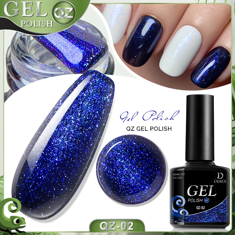 

DEROI Nail Gel Polish Aurora Glitter Chameleon Pink Top Coat Varnish Soak Off Semi Permanent UV Gel 8ml Nail Accessories