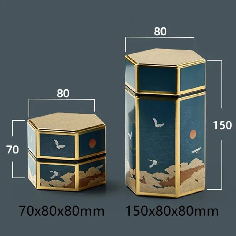 New Scented Tea Metal Storage Caddy Chinese Style Print Pattern Tea Packaging Box Home Universal Tea Sealed Moisture-proof Tank