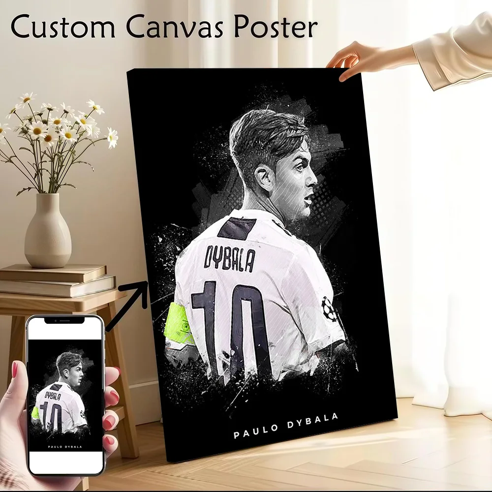 Póster impreso en lienzo de Paulo Dybala, pinturas artísticas de pared personalizadas de alta calidad para decoración de habitación de hombre, Gaming Wand Deko Home