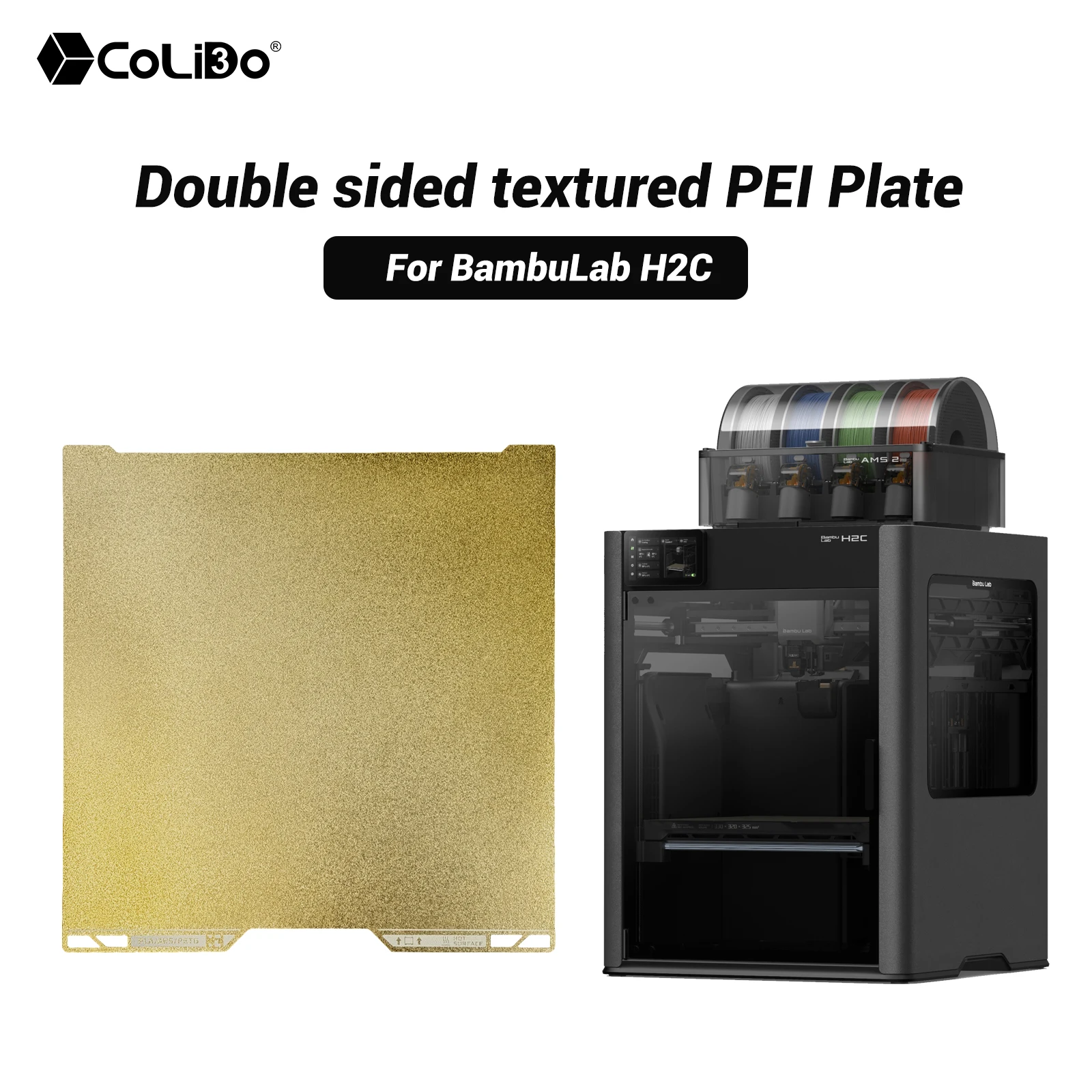 For Bambu Lab H2C Build Plate Double-Sided printing 335×325mm PEI Plate Spring Steel Sheet for bambulab h2c Hot Bed