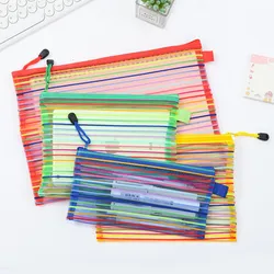 2PCS A4 A5 A6 Colorful Grid File Bag Student Stationery Storage Zipper Bag  Desk Organizer