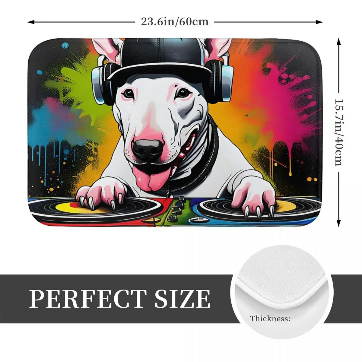 English Staffordshire Bull Terrier Dog DJ Non-slip Doormat Floor Mat Carpet Rug for Kitchen Entrance Living room Footpad Mats