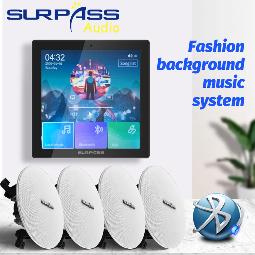 

2025 hot sale 4425B Background Music System Set of HIFI 4CH Stereo Amplifier in Ceiling Speaker for Home Theatre System