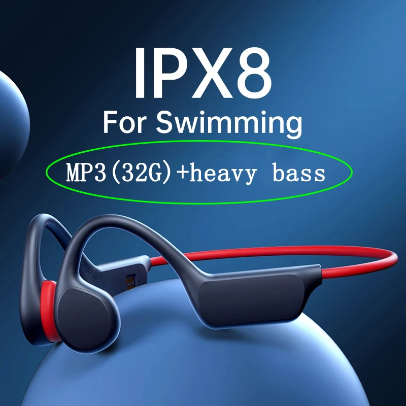 골전도 블루투스 헤드셋 땀 방지, 방수 IPX8, 수영 아웃도어 스포츠용 베이스 헤드셋, 32G, 정품