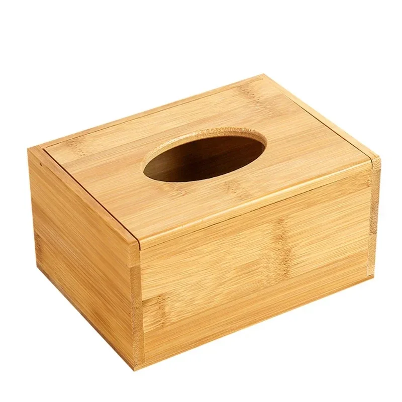 2022 New Bamboo Tissue Box Holder Storage Paper Box Tissue Box Cover Car Wood Napkins Hol