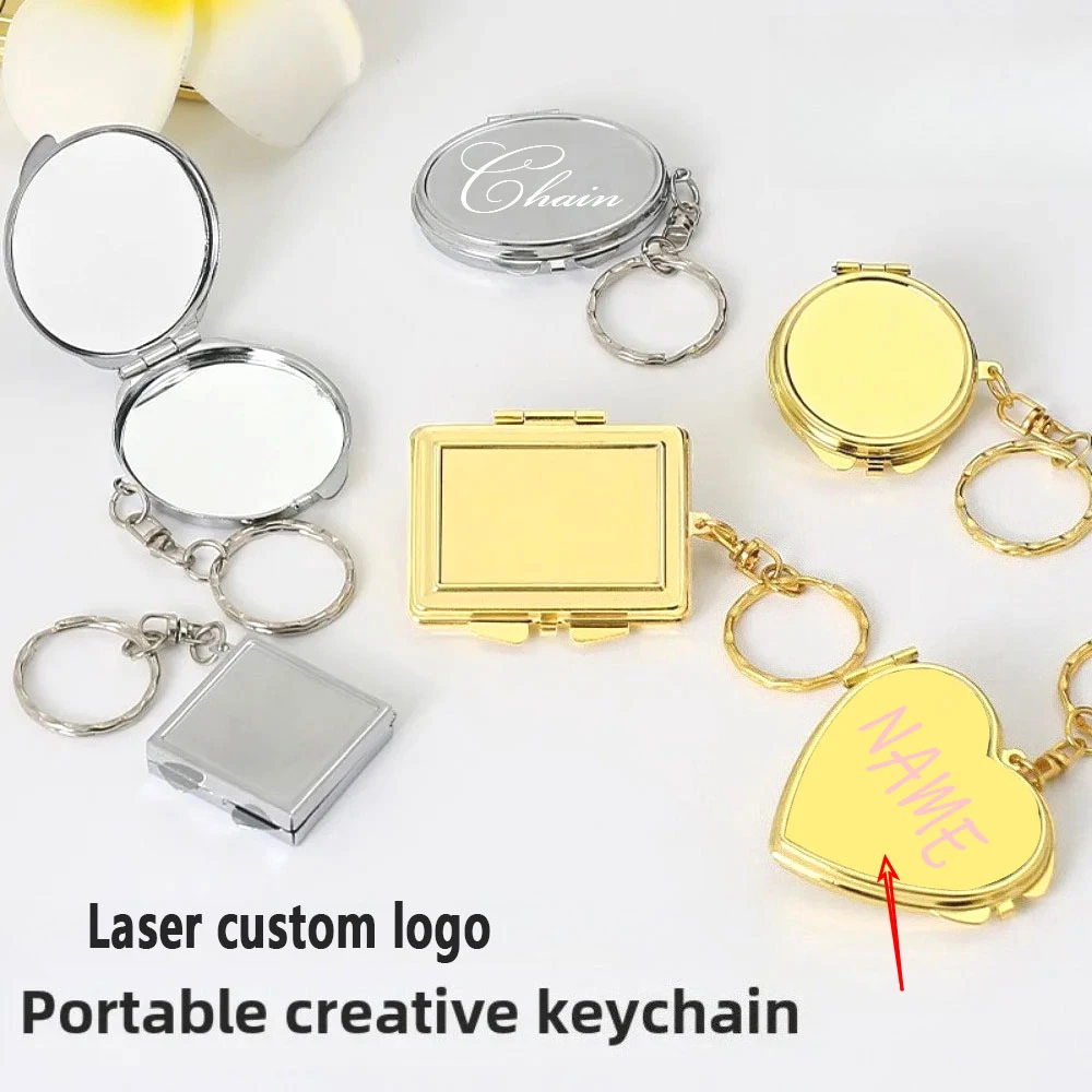 

Custom LOGO Name Keychain Metal Stainless Steel DIY Mirror Love Core Heart Keyring for Woman Pendant Key Ring Chain Gift